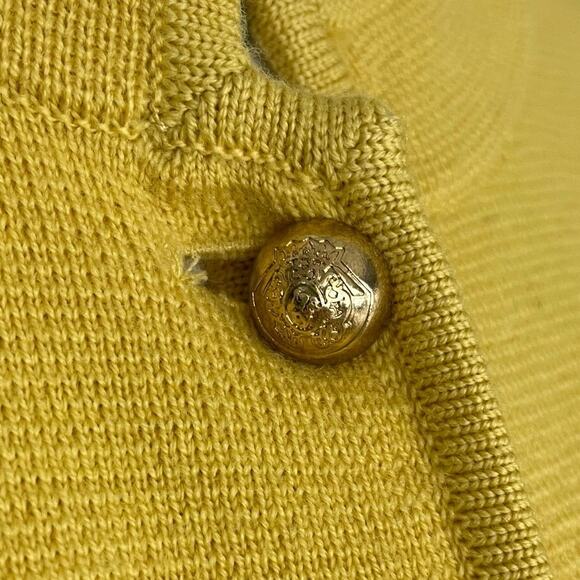 Talbots 100% Merino Wool Cardigan Sweater Military Band Jacket Mustard Womens M - Picture 3 of 9